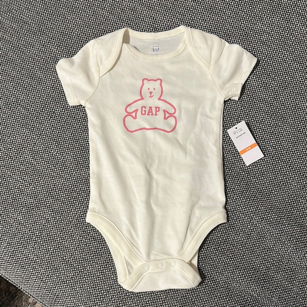 GAP Cream One-Piece with Pink Bear Logo